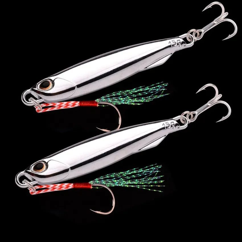 5 x 15g Plating Silvery Metal Jig Lure Sea Fishing Bait Fishing Lure Saltwater Bass Tackle