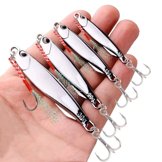 5 x 15g Plating Silvery Metal Jig Lure Sea Fishing Bait Fishing Lure Saltwater Bass Tackle