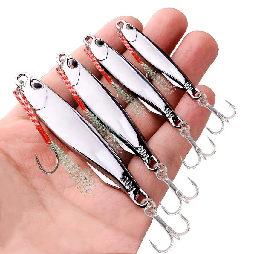 5 x 15g Plating Silvery Metal Jig Lure Sea Fishing Bait Fishing Lure Saltwater Bass Tackle