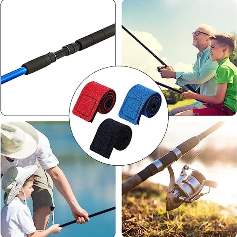 Fishing Rod Tie Holders Straps Fastener Hook Belts Loop Cable Cord Ties Belt Elastic Wrap Band Outdoor Fishing Tools Accessory