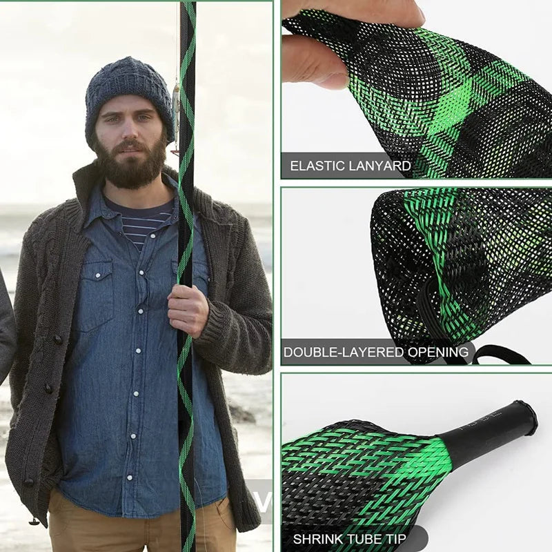 8 x Fishing Rod Sleeves Braided Mesh Rod Sleeve